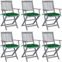 vidaXL Klappbare Gartenstühle 6 Stk. mit Kissen Massivholz Akazie