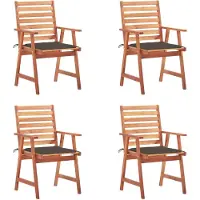 vidaXL Garten-Essstühle 4 Stk. mit Kissen Massivholz Akazie