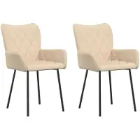 vidaXL Esszimmerstühle 2 Stk. Creme Stoff