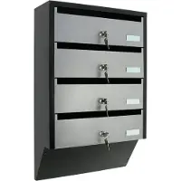 Profirst Briefkastenanlage Quattro Silber Schwarz