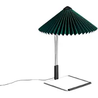 HAY Matin LED-Tischleuchte, grün/stahl, Höhe 38 cm - , Matin, dimmbar, Metallisch, für Wohnzimmer, Stoff / Textil, Design