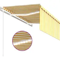 vidaXL Markise Automatisch mit Rollo LED Windsensor 3x2,5 m Gelb Weiß