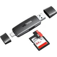 UGREEN USB adapter Ugreen USB + USB-C adapter UGREEN CM304 SD + microSD card reader (black)