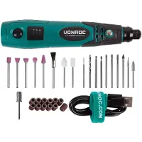 Vonroc Rotierendes Multitool - 4V - Inkl. 31-teiligem Zubehörset & Aufbewahrungstasche
