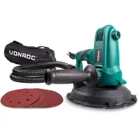 Vonroc Trockenbauschleifer 750W - 180mm | Inkl. Staubbeutel und 33Stk. Schleifpapier