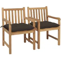 vidaXL Gartenstühle 2 Stk. mit Taupe Kissen Massivholz Teak