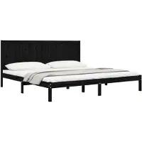 vidaXL Massivholzbett Schwarz Kiefer 200x200 cm