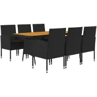 vidaXL 7-tlg. Garten-Essgruppe Poly Rattan Schwarz