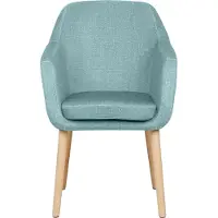 Beliani Esszimmerstuhl Hellblau Samt mit Hellen Holzbeinen Hohen Armlehnen Retro-Design Wohnzimmer Wohnküche Esszimmer Ausstattung Sitzmöbel