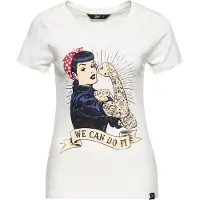 Queen Kerosin Kurzarmshirt mit großem Vintage Druck vorne We can do it in offwhite | Gr.: XL