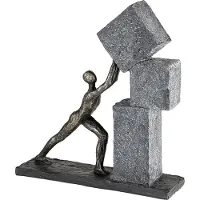 Casablanca by Gilde Casablanca Skulptur Stacking graue Blöcke Schwarze Basis