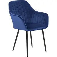 Beliani Esszimmerstuhl 2er Set Marineblau Samtbezug Metallbeine Retro/Modern