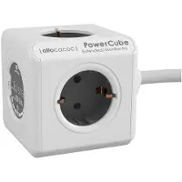 Allocacoc PowerCube Extended Monitor EU, 4 fach Steckdosenverteiler, 230V Schuko, Weiß