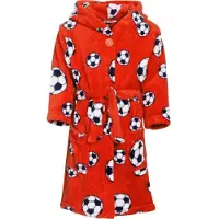 Playshoes Fleece-Bademantel Fußball in Orange | Gr.: 86/92