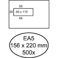 Quantore 500 Selbstklebende Umschläge mit Fenster links EA5 156 x 220 mm