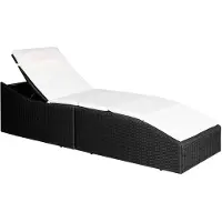 vidaXL Sonnenliege mit Polsterauflage Poly Rattan Schwarz
