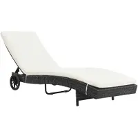vidaXL Sonnenliege mit Rollen und Auflage Poly Rattan Schwarz
