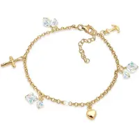 Elli Armband Kreuz Herz Anker Kristalle 925 Silber Elli Gold
