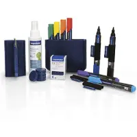 MAGNETOPLAN Whiteboard Essentials Kit, blau, mit PRO+ Markern, Wischer, Reiniger, Tray & Magneten