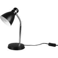 RL LIVE YOUR LIGHT Reality Leuchten HARVEY Tischlampe 33cm Schwarz/Chrom Flexgelenk trichterförmig Schirm Ø11cm