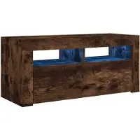 vidaXL TV-Schrank mit LED-Leuchten Räuchereiche 90x35x40 cm
