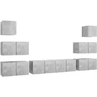 vidaXL 8-tlg. TV-Schrank-Set Betongrau Holzwerkstoff