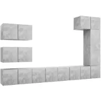 vidaXL 8-tlg. TV-Schrank-Set Betongrau Holzwerkstoff