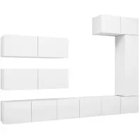 vidaXL 7-tlg. TV-Schrank-Set Weiß Holzwerkstoff