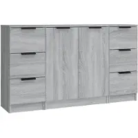 vidaXL Sideboards 3 Stk. Grau Sonoma Holzwerkstoff