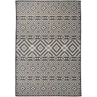 vidaXL Outdoor-Teppich Flachgewebe 160x230 cm Schwarz Gestreift