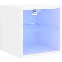 vidaXL TV-Wandschrank mit LED-Leuchten Weiß 30x28,5x30 cm