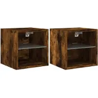 vidaXL TV-Wandschränke mit LED-Leuchten 2 Stk. Räuchereiche