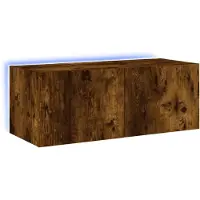 vidaXL TV-Wandschrank mit LED-Leuchten Räuchereiche 80x35x31 cm