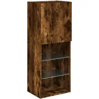 vidaXL TV-Schrank mit LED-Leuchten Räuchereiche 40,5x30x102 cm