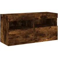 vidaXL TV-Wandschrank mit LED-Leuchten Räuchereiche 80x30x40 cm