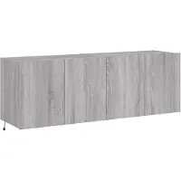 vidaXL TV-Wandschränke mit LED-Leuchten 2 Stk. Grau Sonoma 60x35x41 cm