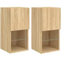 vidaXL TV-Schränke mit LED-Leuchten 2 Stk. Sonoma-Eiche 30,5x30x60 cm