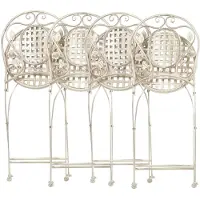 Beliani Gartenstuhl cremeweiß Metall 4er Set zusammenklappbar Balkon Terrasse Garten romantisch