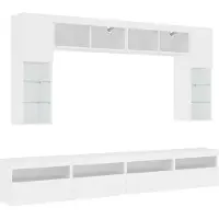 vidaXL 8-tlg. TV-Wohnwand mit LED-Leuchten Weiß