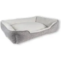 Intirilife flauschiges Plüsch Haustierbett in Grau - 60 x 47 x 13 cm - Weiches rutschfestes Hundebett Katzenbett Kissen komfortables Hundesofa Katzensofa für Hunde und Katzen