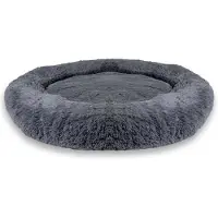 Intirilife flauschiges Plüsch Haustierbett in Dunkel Grau Durchmesser 100 cm - Weiches rundes rutschfestes Hundebett Katzenbett Kissen komfortables Hundesofa Katzensofa für Hunde und Katzen