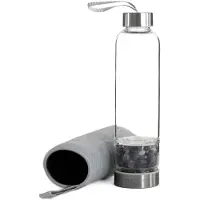 Intirilife Trinkflasche Wasserflasche mit Heilsteinen in Amethyst | Gr.: onesize