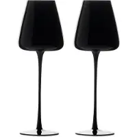Intirilife 2x Wein Glas mit modernem Design in Schwarz - 500 ml Füllmenge - Weißwein Rotwein Glas Kelch Spülmaschinenfest Kristallglas stoßfest