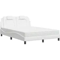 vidaXL Bett "Viana" mit Matratze Weiß 120x200 cm Kunstleder