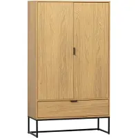 Woood Mehrzweckschrank "Silas", transparent, B:85cm H:149cm T:36cm, Massivholz, Schränke, Mehrzweckschrank, Silas Schrank aus Eichenmelamin auf Metall, 2 Türen und viel Stauraum
