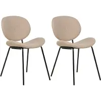 Beliani Esszimmerstühle 2er Set Taupe aus Bouclé Schwarze Beine Modernes Retro Design für Esszimmer