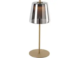 Fischer Leuchten LED Außen Tischleuchte, gold rauch, Touchdimmer, Akku H 35 cm