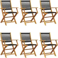vidaXL Gartenstühle 6 Stk. Klappbar Schwarz Massivholz Akazie