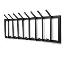 TOJ Living Wandgarderobe – 16 Haken – 90 cm – Edelstahl – matt schwarz – Hakenleiste