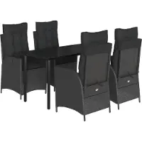 vidaXL 5-tlg. Garten-Essgruppe mit Kissen Schwarz Poly Rattan